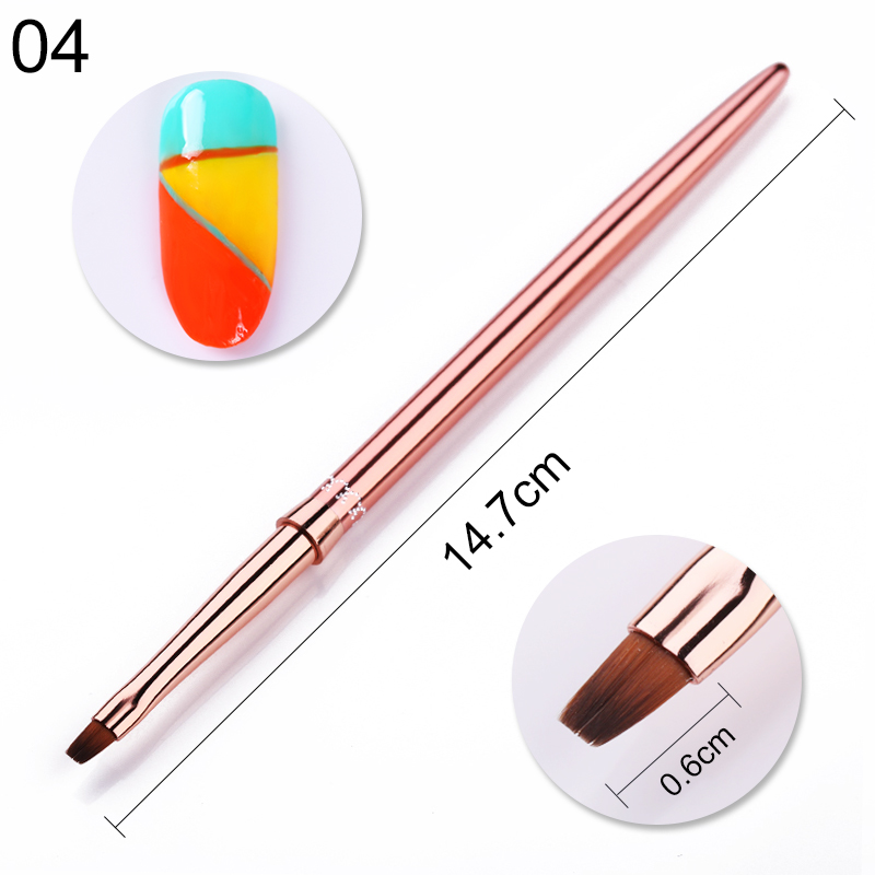 1 stk uv gel liner negle børste rosa guld farve maleri tegne pen pensel bærbart pen håndtag nail art værktøj gør det selv: 4