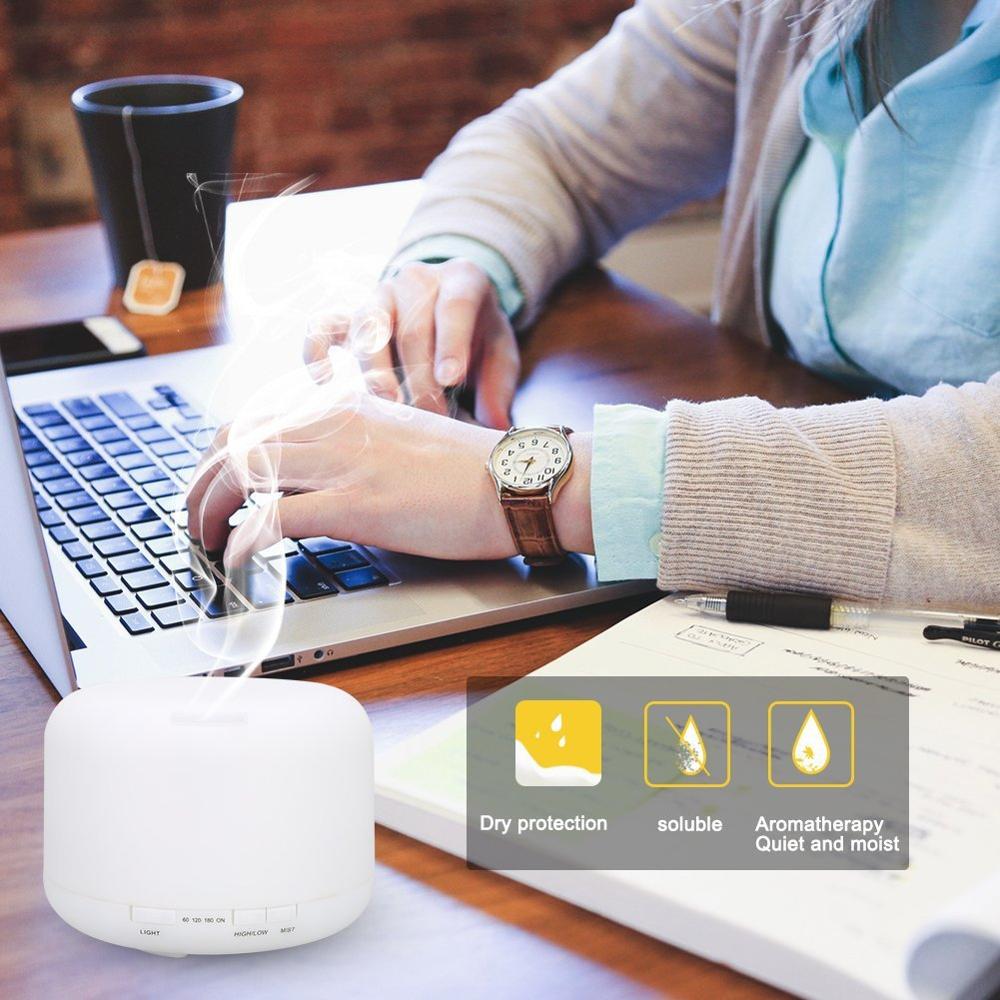 500ml Aroma Essential Oil Diffuser Timing Ultrasonic Air Humidifier 7 Color LED Lights Air Diffuser Aromatherpy Mist Maker
