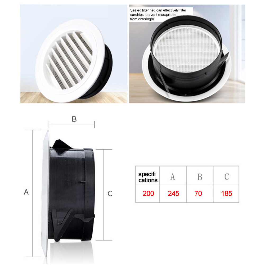 Vent Air Ventilation Cover Round Ducting Ceiling Hole Abs Air Vent Grille Louver Bathroom Kitchen Office Ventilation Shutters