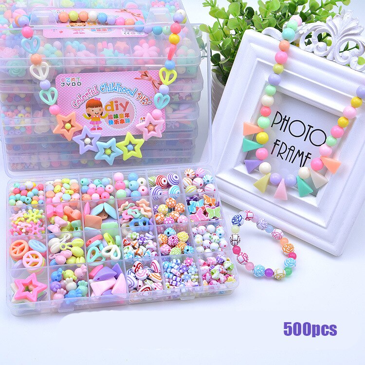 Kids DIY Bead Kit - Acrylic Plastic Spacer Charms - Necklace Bracelet Jewelry Making Toy for Girls 5-13 Years: 24 grid 2