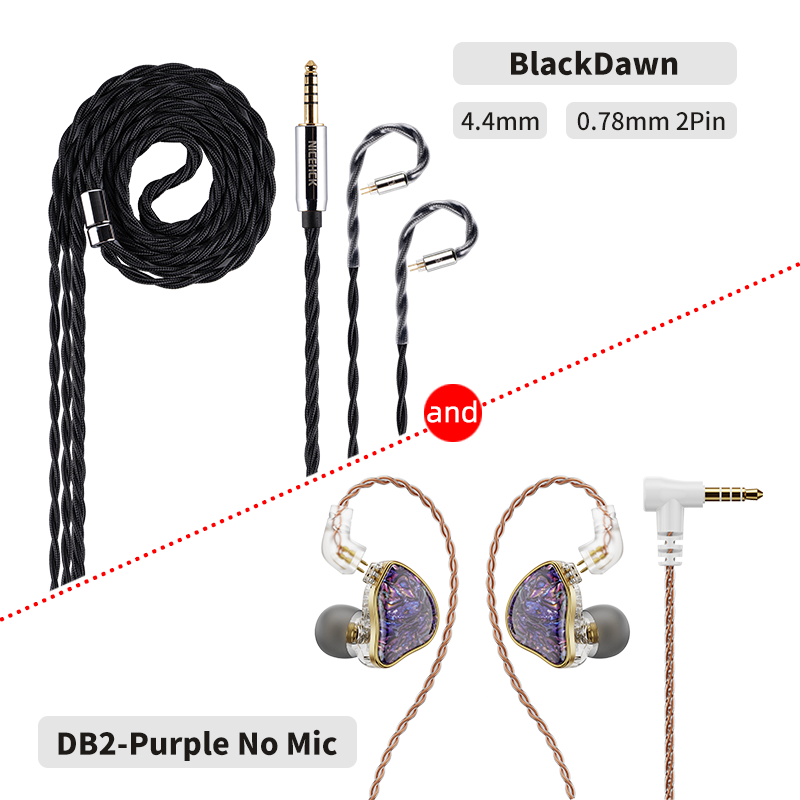 NICEHCK DB2 mikrofon HiFi słuchawki muzyczne 1DD + 1BA hybrydowy podwójny sterownik douszny monitor douszny odłączany 0.78 2Pin złącze IEM: Granatowy