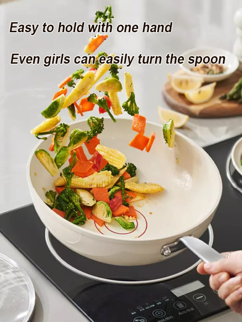 Husholdningsrørepanne finne jernpanne skallrørepanne nonstick keramisk glasert rørepanne