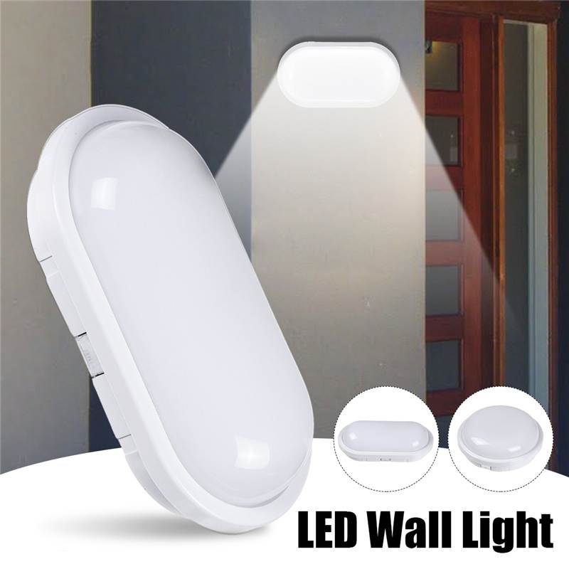 Ip65 16w 20w rund / oval ledet fuktsikker taklampe vanntett dårlig utendørs hage hage lampe moderne vegglampe lys