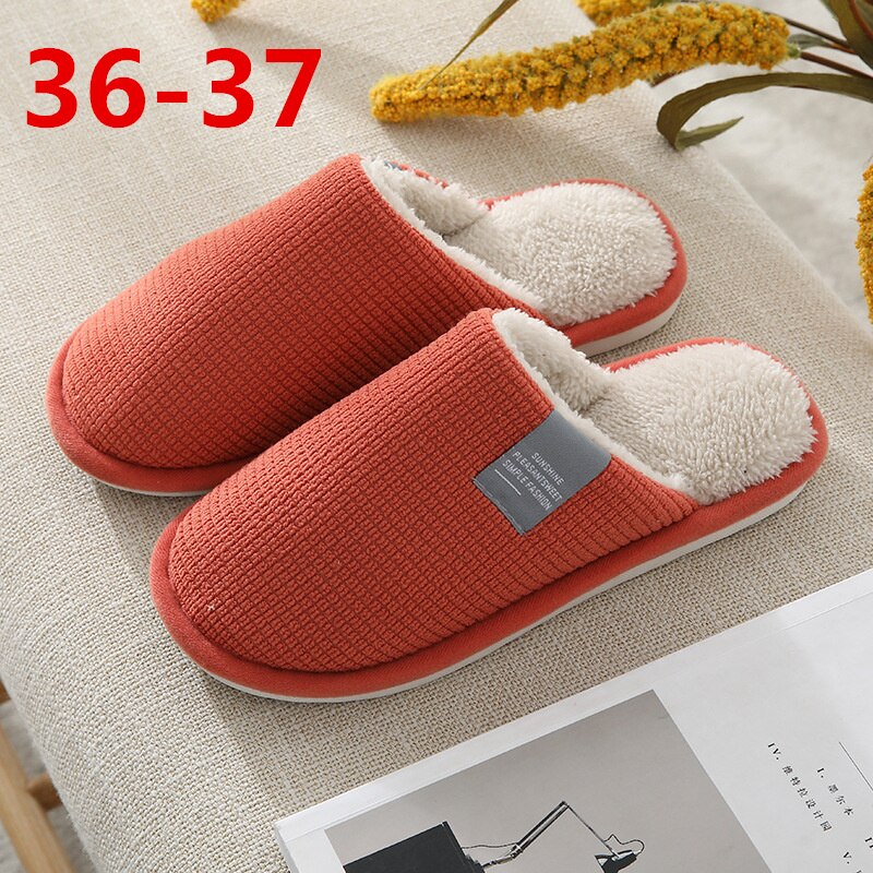 Xiaomi Cotton Slippers Couple Winter Warm Slippers Male Home Indoor Non-slip Platform Slippers for Women Men: Red 36-37