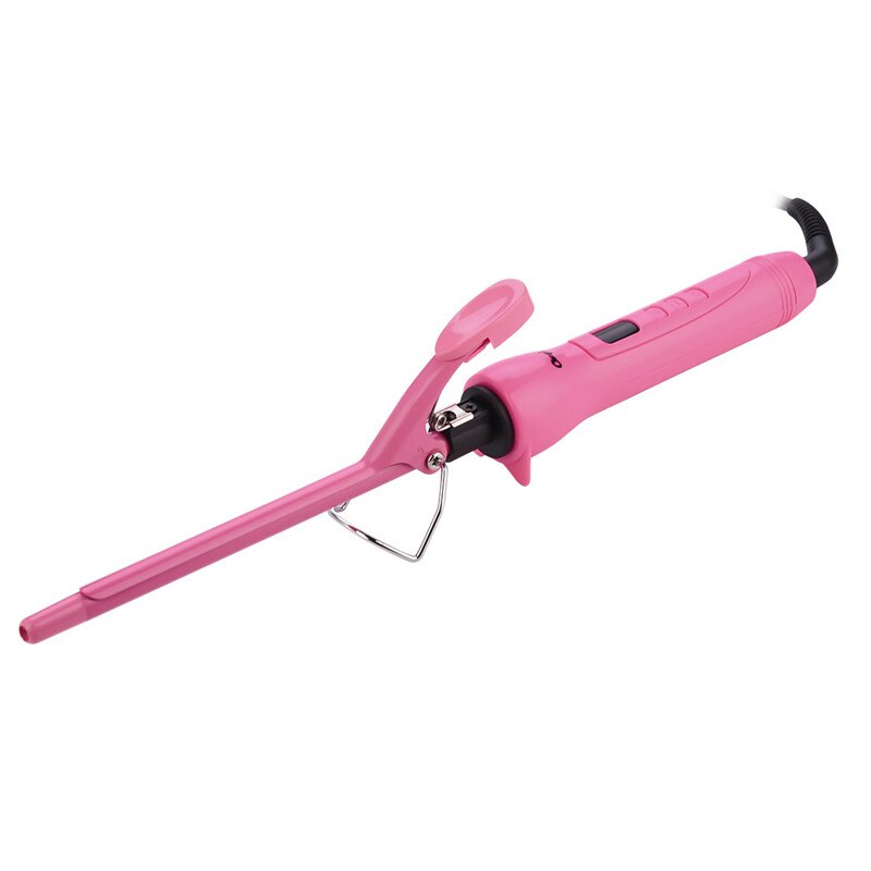 Professionele 9mm Hair Curler Keramische Krultang Temperatuur Aanpassing Curling Wand Curler Roller Wave Curls Styling Gereedschap: Roze