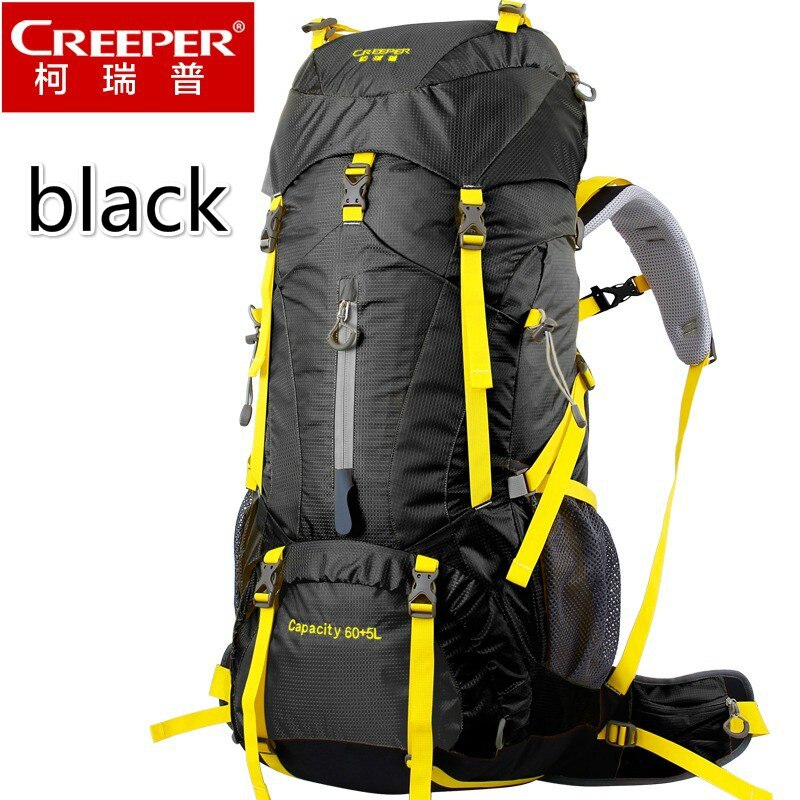 Creeper Impermeabile Professionale di Trasporto libero Zaino Telaio Interno Arrampicata Campeggio Trekking Zaino Alpinismo Bag 60 + 5L: Black