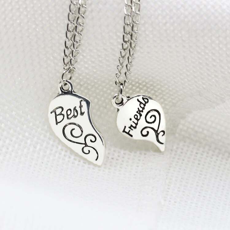Best Friends gold heart pendant bestie heart Mosaic pendant engraved necklace
