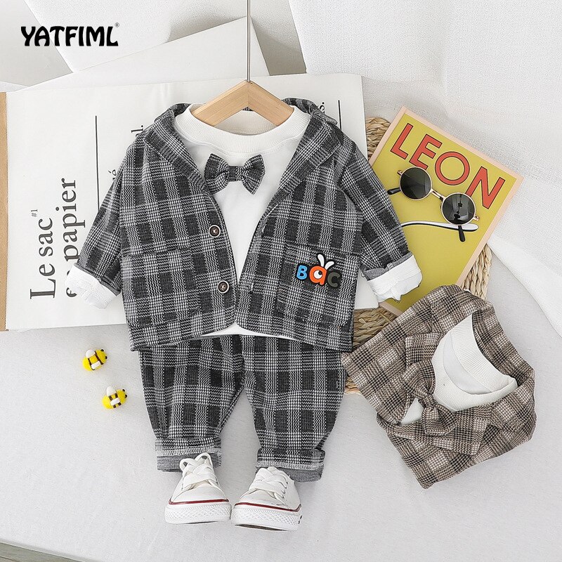 YATFIML-ropa de otoño para bebés, trajes de boda para niños, vestido de cumpleaños de viento británico, traje de caballero, ropa para niños