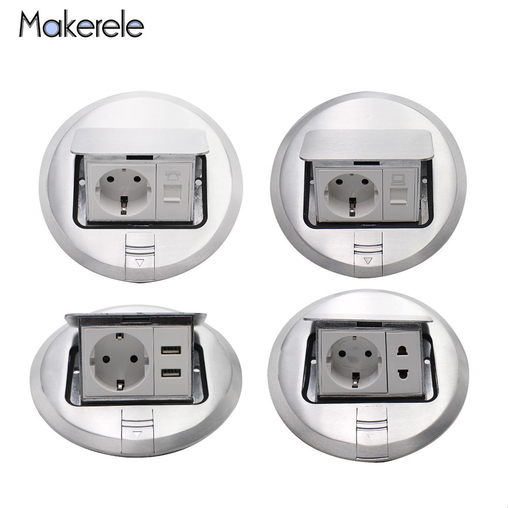 2y serier rund hurtig/langsom pop up eu standard gulvstik 10a usb internet telefonstik port al/cu alu-stik stikkontakter