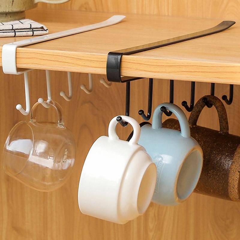 Musta/valkoinen rauta 6 koukkua mukiteline ripuste... – Grandado