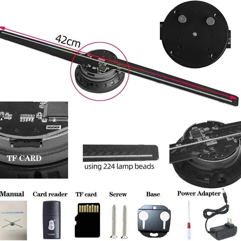 3D Hologram Fan 42CM 3D Holografische Projector Reclame Display Licht HD Holografische Projector voor Winkels Bars Party Xmas