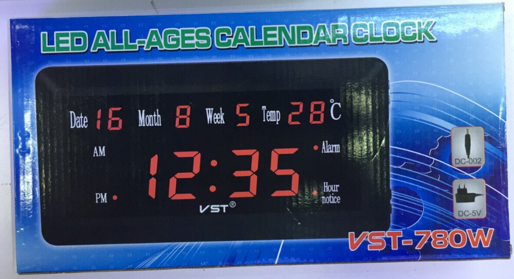 Best Selling Large LED Digital Wall Clock Modern With Thermometer And Hygrometer VST795w