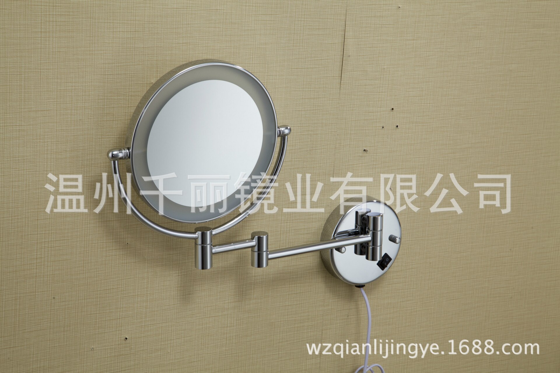 Factory direct copper mirror with LED wall mounted mirror round with rechargeable mirror