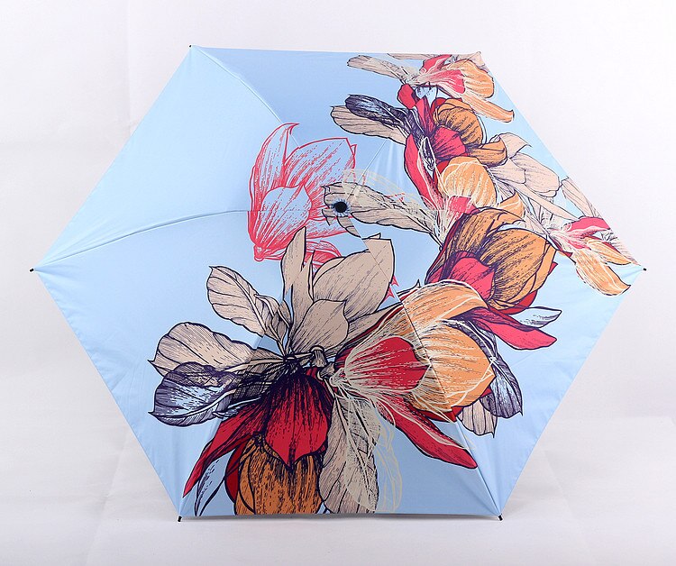 Yada ins store blomster mønster 5- folde regnfuld mini lomme paraply til kvinder mænd anti-uv små parasol plante paraplyer  yd200297: Yd200297bu