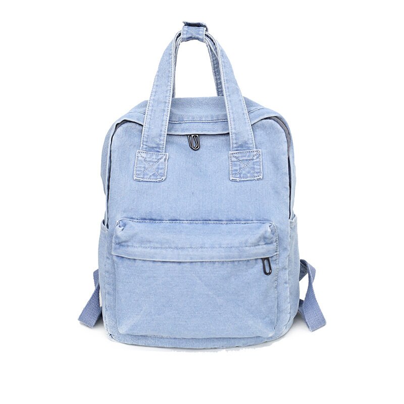2021 New Denim Women zaino zaino da viaggio retrò zaino di grande capacità borse da scuola per studenti universitari per ragazze adolescenti Rugtas: Light Blue3