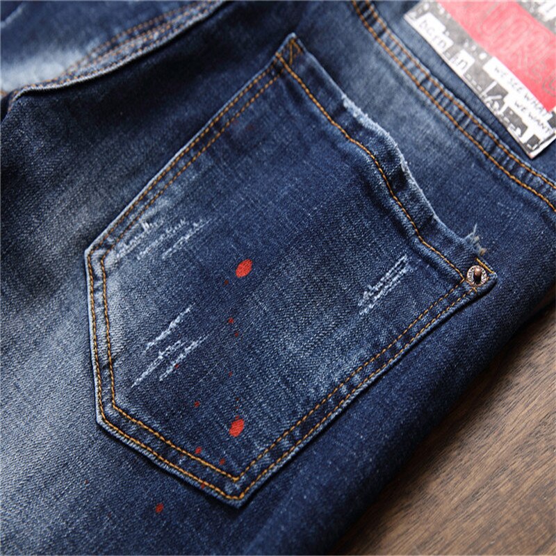 Jeans men Japanese and Korean denim jeans men's embroidery blue pencil jeans men