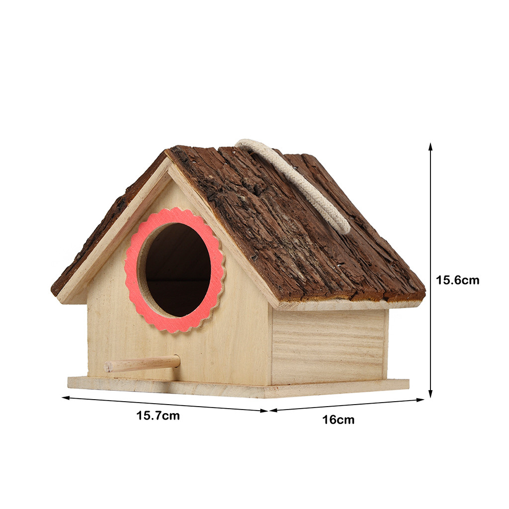 Bird Hanging Cave Cage Large Bird House Hanging Standing Birdhouse Wooden Bird Nests House Outdoor Garden Decor Pet Supplies