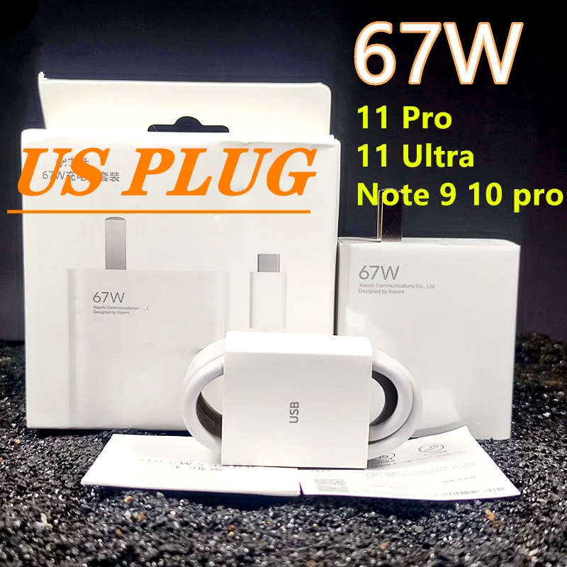 Original Xiaomi 67W Fast Charger Mi 14 13T 12T 13 Ultra Pro Redmi Note 12 11 13 Pro Poco X5 F5 Pro USB Charger Type C Cable: US