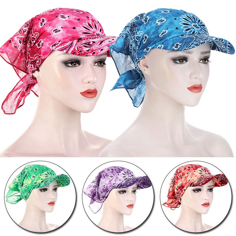 Foulard Bandana à visière pour femmes, 1 pièce, protection solaire, casquette imprimée pour printemps et été, accessoires d&#39;extérieur