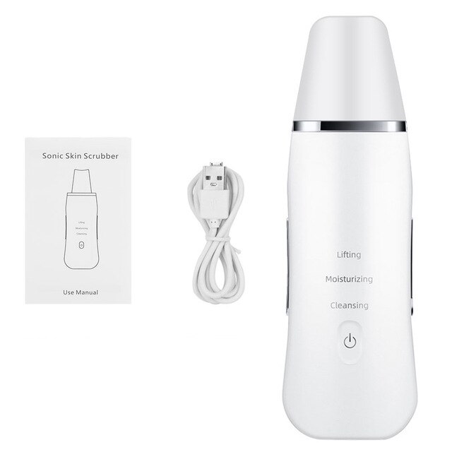 Ultrasonic Skin Scrubber Inductive Atomization Ion Deep Face Cleaning Peeling Face Vibration Remove Pore Blackhead Wrinkles: new white no box