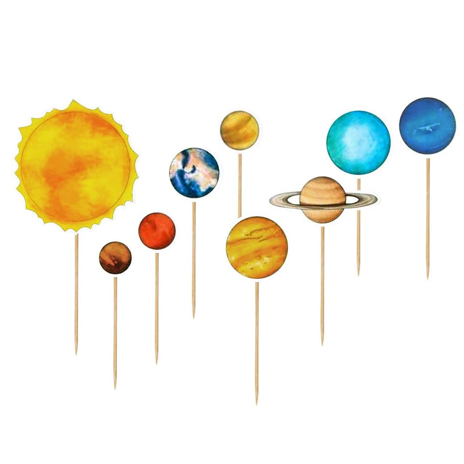 9PCS DIY Outer Space Earth Planets Cake Cupcake Toppers Decorations for Birthday Christmas Festivals Wedding Party Supplies: 9PCS