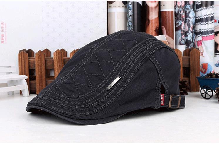Gorro plano informal de algodón puro para hombre y mujer, boina plana, unisex, para primavera y verano: Gray