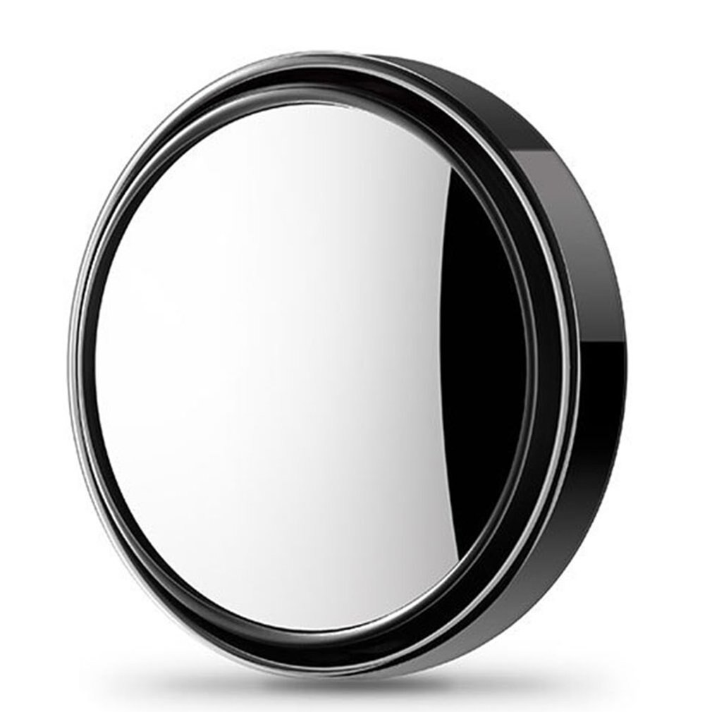 Bil liten rund spegel 360 graders justerbar backspegel blindfläck superklart extra reverserande vidvinkel reflekterande: Svart