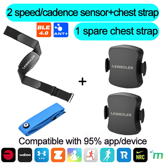 NEWBOLER Heart Rate Monitor Chest Strap Bluetooth 4.0 ANT Fitness Dual Mode Sensor Compatible Belt Wahoo Polar Garmin Bryton