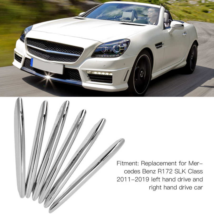 6Pcs Chrome Car Engine Hood Vent Grille Cover Trim Parts Replacement for Mercedes Benz R172 SLK