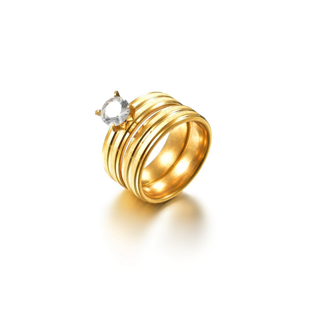 Schmuck Paar Ringe Romantische Zirkon Ring einstellen Braut Hochzeit Engagement Gold Farbe Edelstahl Frau Ring