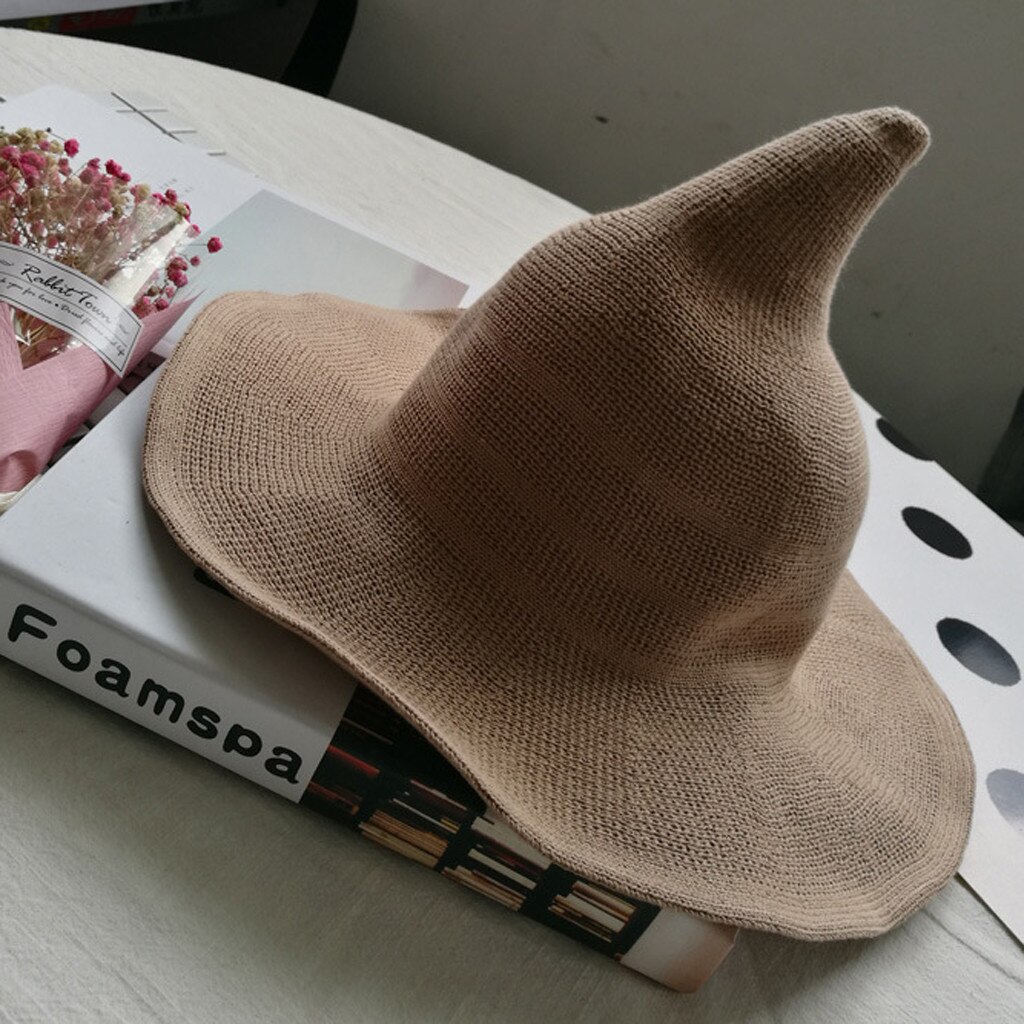 Women Witcher Foldable Wide Breathable Anti-sunburn Bucket Funny Hat Cap Witch Spire Wide Brim Cotton Wizard Pot Hat#T2: Khaki