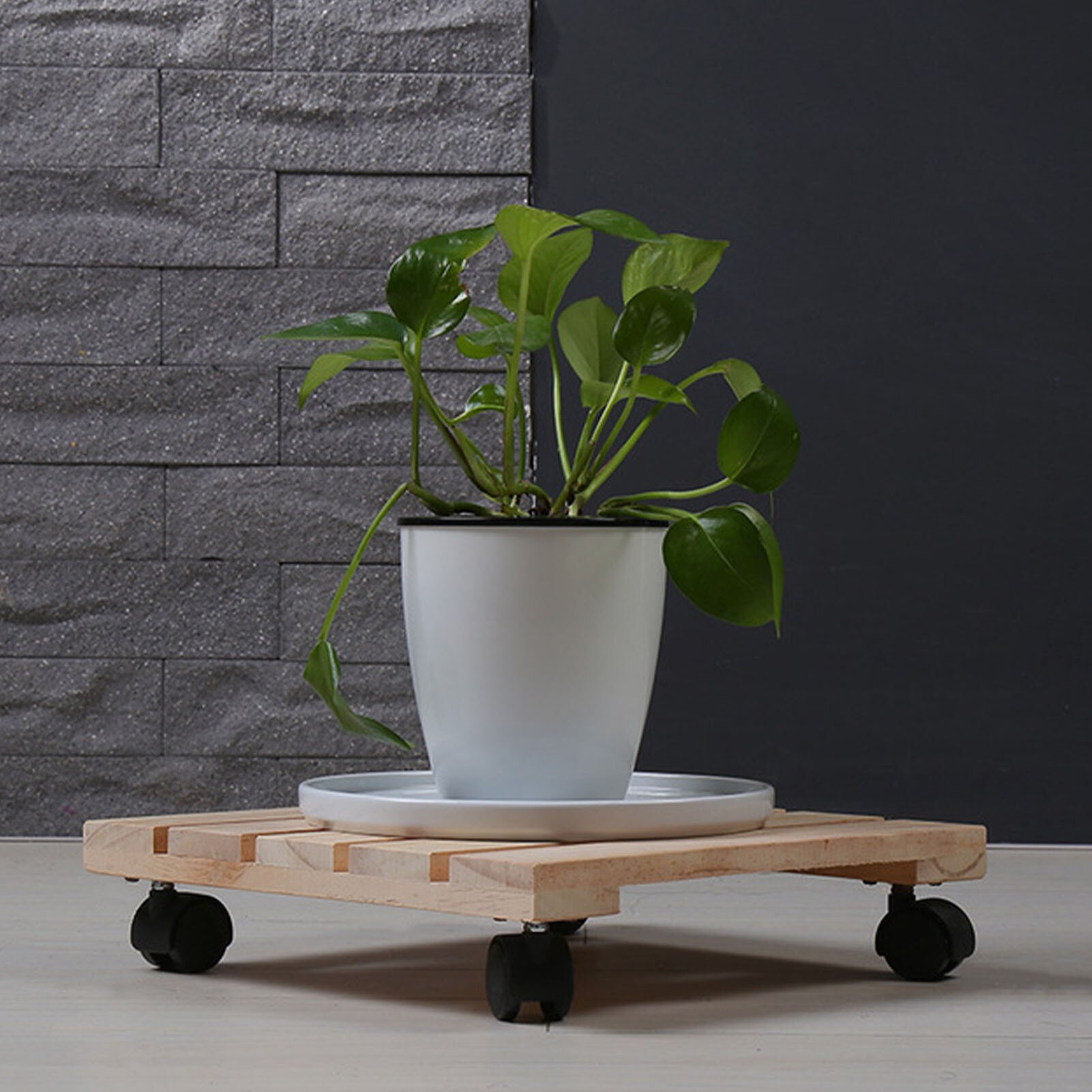 Planteur en bois Caddy avec roues universelles Pot de fleur support de rouleau outils de plantation de jardin support de Pot support de planteur carré