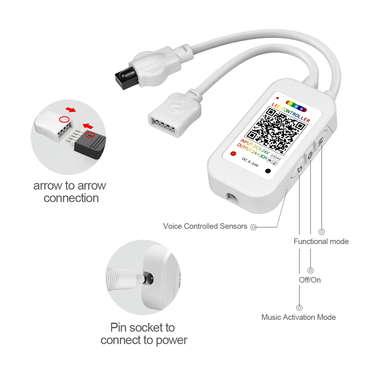 DC12V-24V 4 Pin Bluetooth APP RGB controller,1 to 1 or 1 to 2 RGB LED Controller With APP and Remote control For RGB LED strip