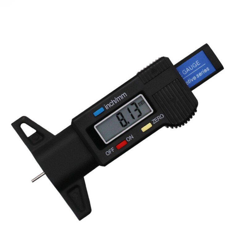 Digitaalinen syvyysmittari jarrusatula kulutuspinnan syvyysmittari lcd-renkaan kulutuspinnan mittari autonrenkaille 0-25.4mm mittaustyökalu jarrusatula: Musta