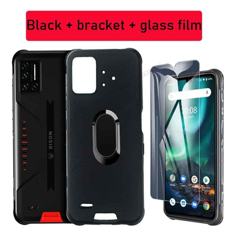 Funda con soporte magnético con anillo de dedo para móvil, Protector de pantalla, película protectora para Umidigi BISONGT: for UMIDIGI BISON / 2 in 1