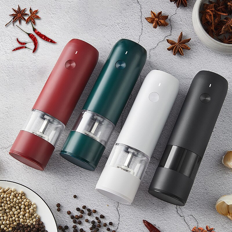 Elektrische Peper En Zout Molen Set, led Licht Spice Mill Verstelbare Grofheid Pepermolen Keuken Slijpen Gadgets 1/2/4Pcs