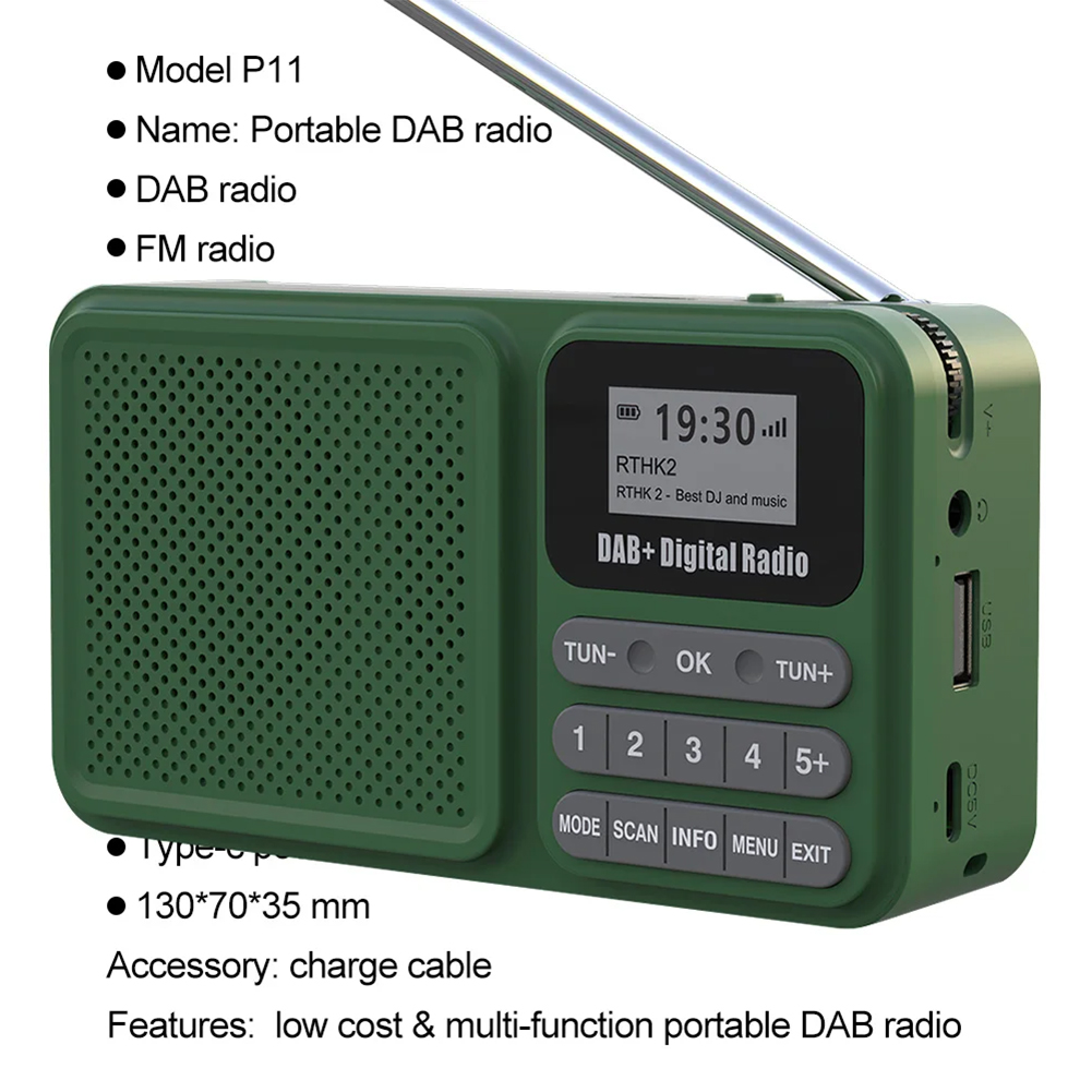 Przenośne radio cyfrowe DAB+ kompatybilne z Bluetooth Obsługuje kartę U Disk TF Odtwarzanie MP3 Odbiornik radia awaryjnego Wyświetlacz LCD