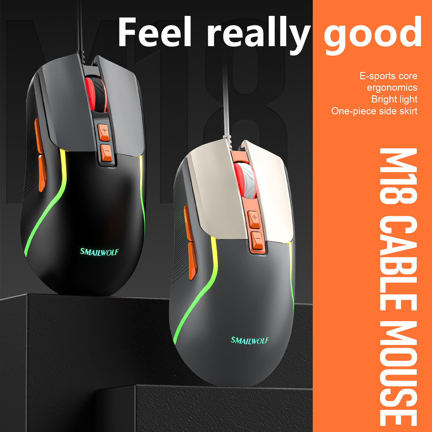 SMAILWOLF M18 USB Wired Gaming Maus 6-key 3600DPI Stumm Optische Computer Maus Gaming Maus PC Laptop Gaming maus