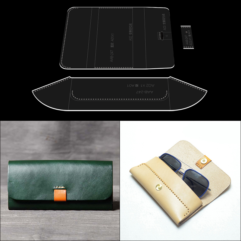 1 set of acrylic template glasses case sunglasses case leather craft DIY mold sewing pattern 16cm * 7cm