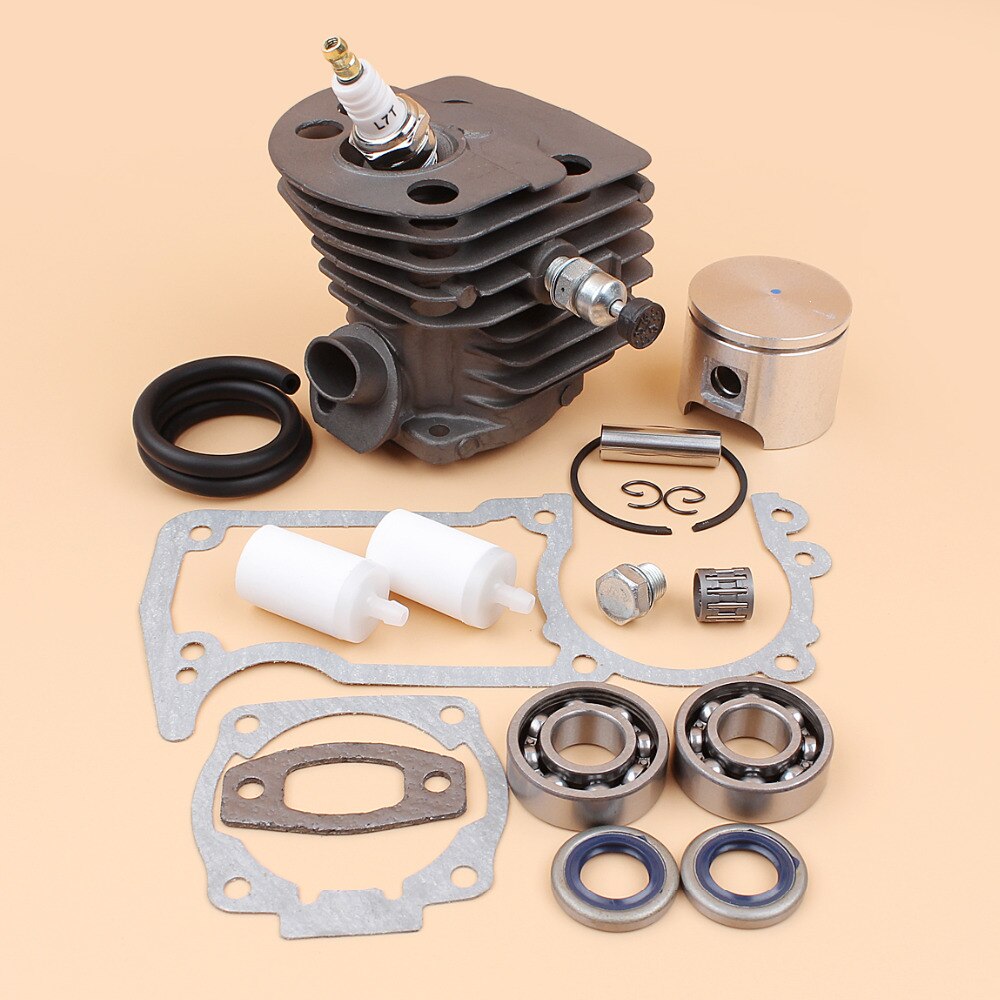 46mm nikasil cilindro pistão manivela rolamento kit junta para husqvarna 51 55 55 peças de motosserra fazendeiro com válvula de descompressão