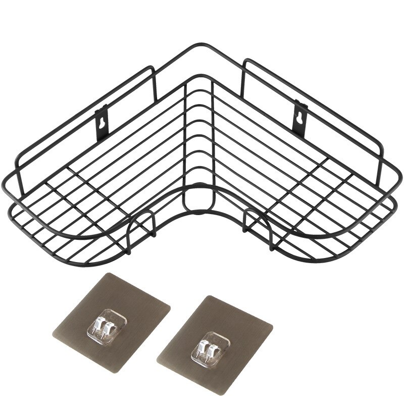 Etagère ventouse pour salle de bain ou cuisine, poinçon, cadre d'angle, fer forgé, rangement de shampoing et accessoires