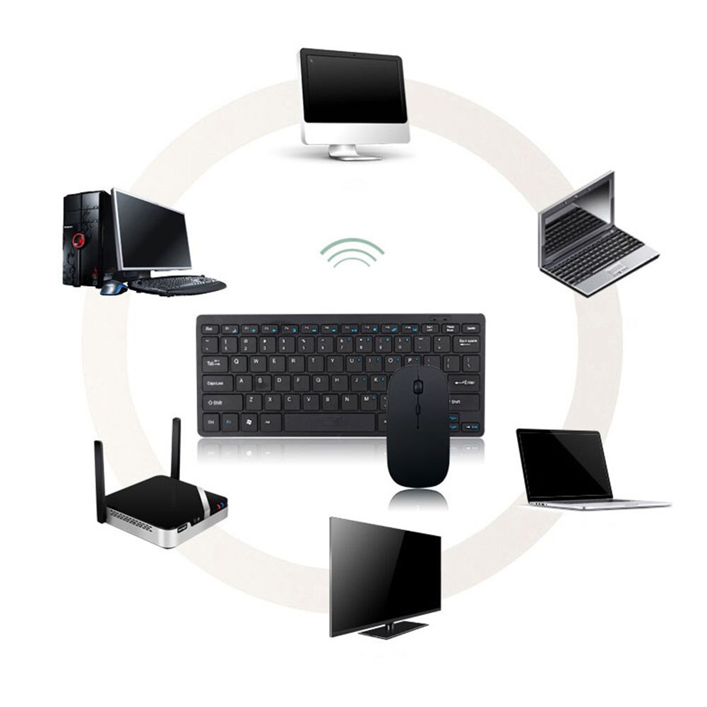 Keyboard Mouse Combos Wireless 2.4GHz 77 Keys Keyboard Silent Optical Office Mouse Combo for Laptop PC Black