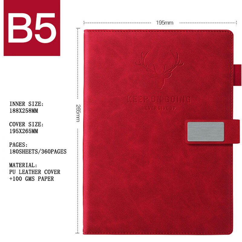 360 Pages Super Thick Wax Sense Leather B5 Journal Notebook Daily Business Office Work Notebooks Notepad Diary School Suppli: H
