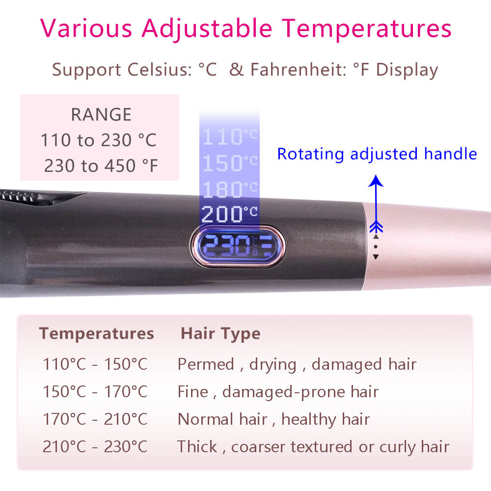 Hair Straightener Curling Iron 2 in 1 Tourmaline Ceramic Twisted Flat Iron With LCD Digital Display & Auto Shut-Off