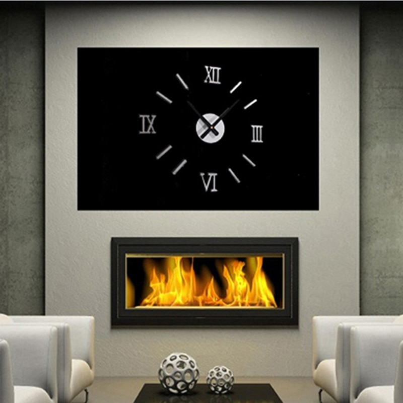 Mooie 3D Creatief Romae Digitale Wandklok Sticker Horloge Modern Klok DIY Klokken Op Muur Keuken Klok Woonkamer