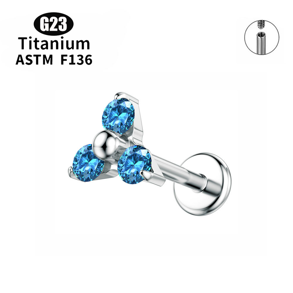 F136 Piercing de titanio 16G hilo interno labio cartílago 5A Piercing de circón ópalo Tragus pendientes joyería para Piercing corporal 2024