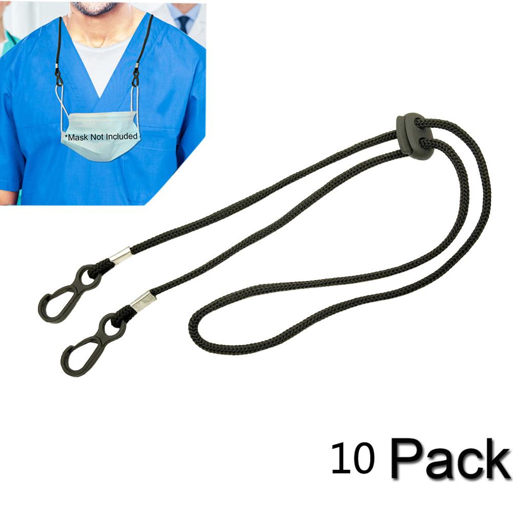 Cuerda ajustable para colgar mascarillas, cordón práctico y conveniente para descanso de máscaras de seguridad, soporte para las orejas, con gancho para el cuello, 10 Uds.