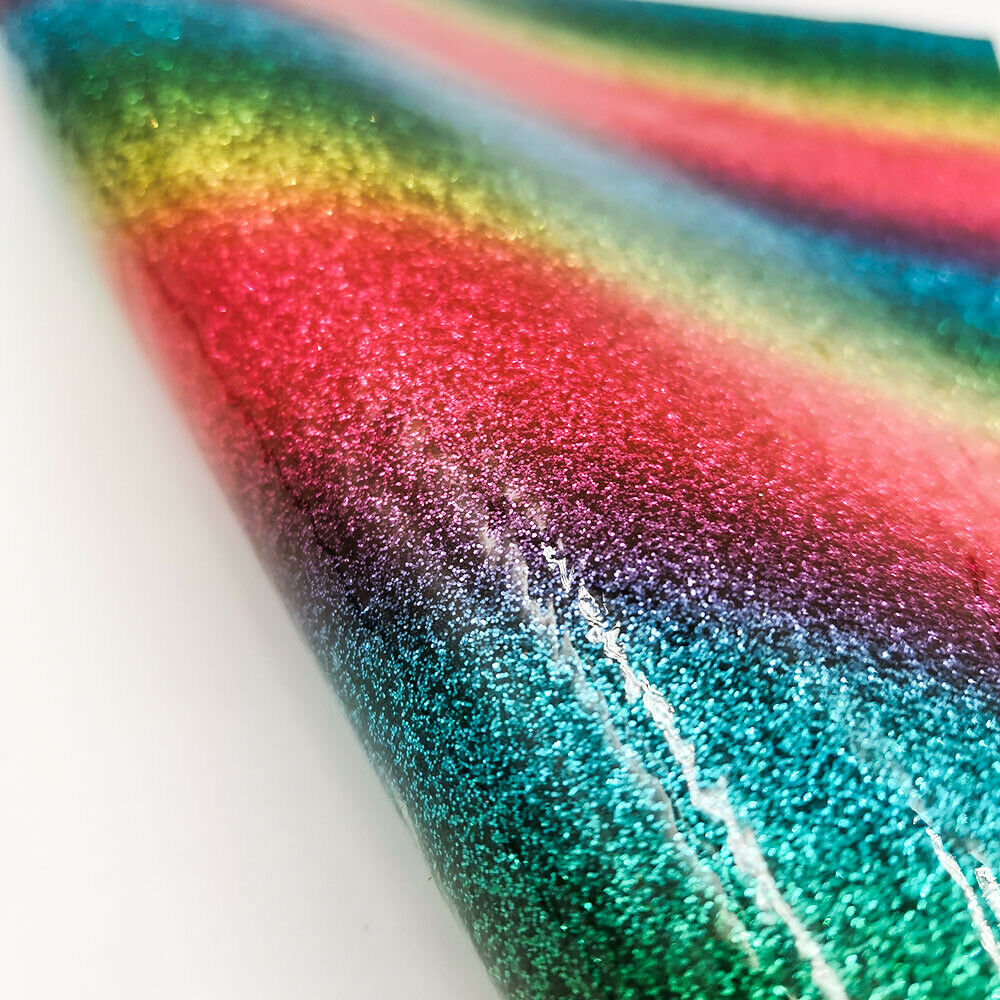 Schillernden Regenbogen Feine Glitter Stoff Sparkle Faux Leder Vinyl Handwerk Nähen Material Bögen, Der Decor DIY