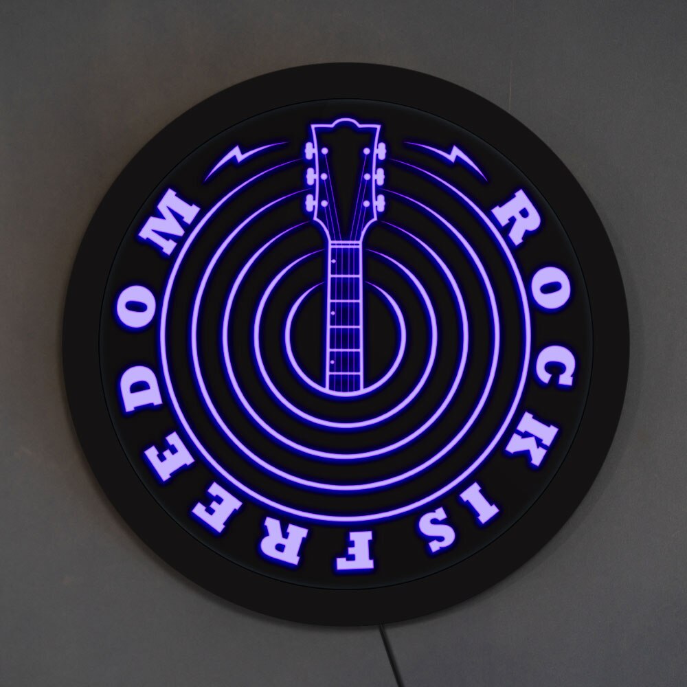 Musik citat rock er frihed guitar studie skilt multi-farve led belysning væg kunst guitar led display guitarist mand hule indretning