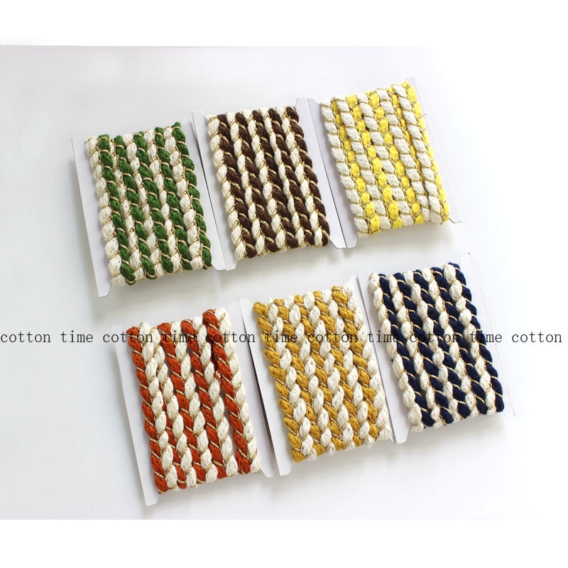 6 jaardia kultainen punos köysi 1.5cm puuvillasekoitettu köysi kierretty puuvillanarut takin koristelu askartelu köydet ompelutarvike